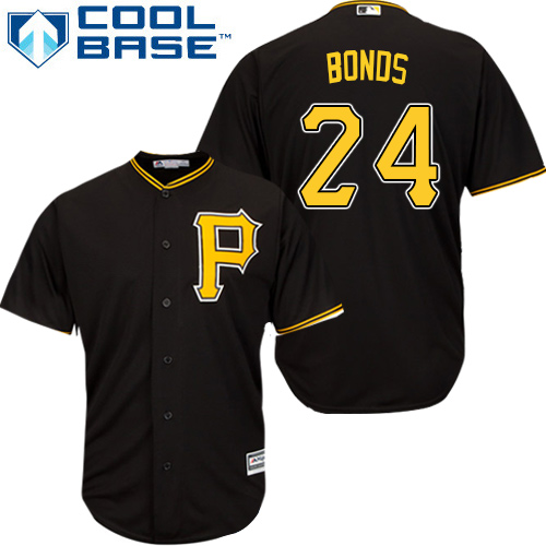 Pirates #24 Barry Bonds Black Cool Base Stitched Youth MLB Jersey - Click Image to Close